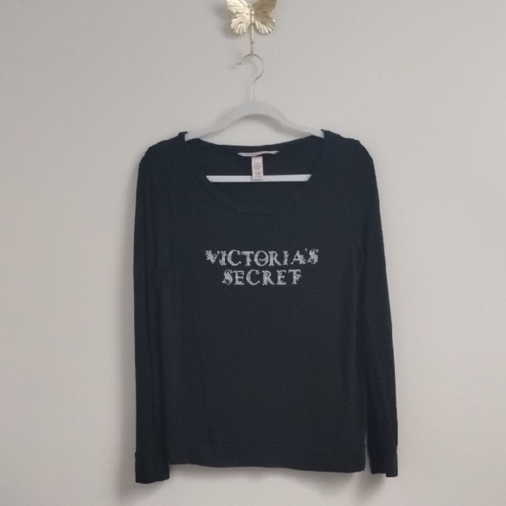 Victoria's Secret Black Long Sleeve Comfy Casual Athleisure Loungewear Top